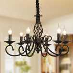 Candelabru rustic, Ganeed, lustra vintage, 6 brate, E14, negru