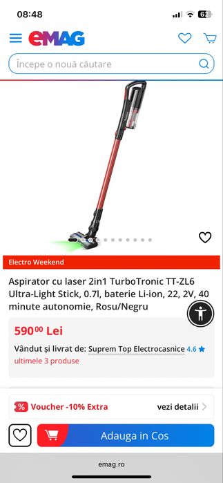 Aspirator cu laser 2in1 TurboTronic TT-ZL6  Ultra Light Stick.