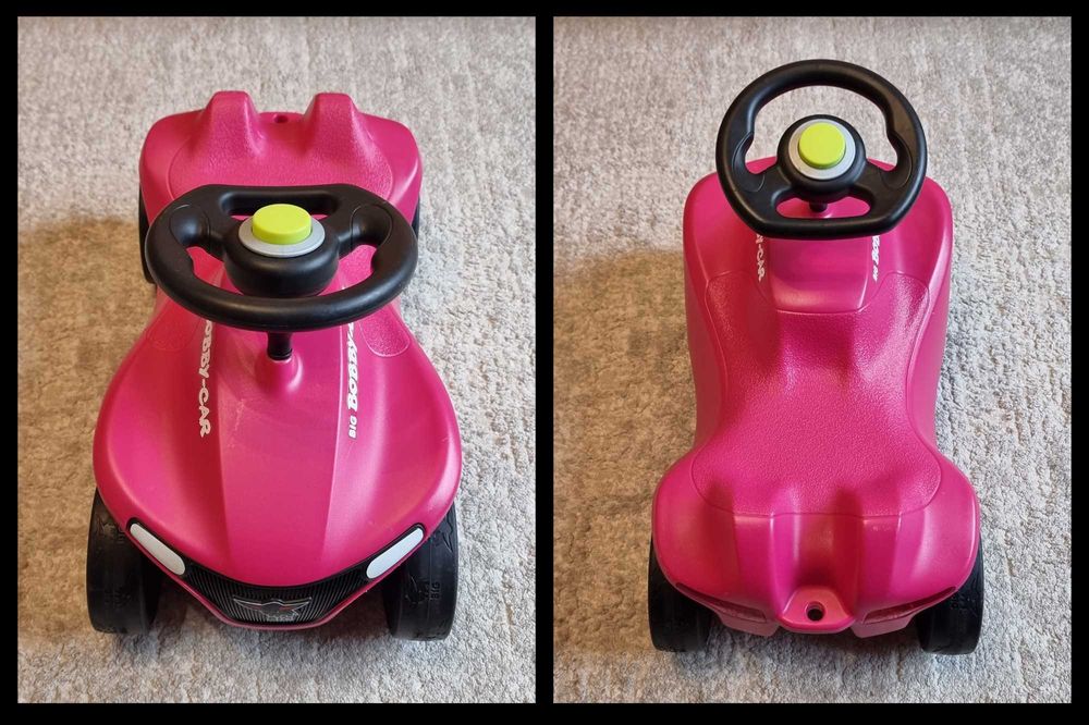 Masinuta Big Bobby Car roz, masina cu claxon