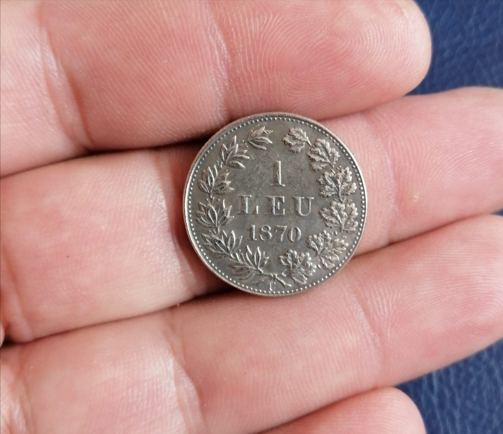 Moneda 1 leu 1870 rebatere modernă