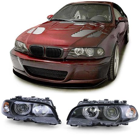 Фарове БМВ Е46 Купе 1999-2002 Тунинг Черни BMW E46 angle eyes с лупи