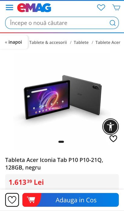 Acer ICONIA Tab P10 P10-21Q / Tabletă - Android 14-128 GB Card UFS - I