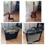 Chitara electrica Ibanez, acustica Yamaha, amp marshall & fender
