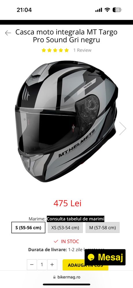 Vand casca moto Mt Helmet Targo Pro XS