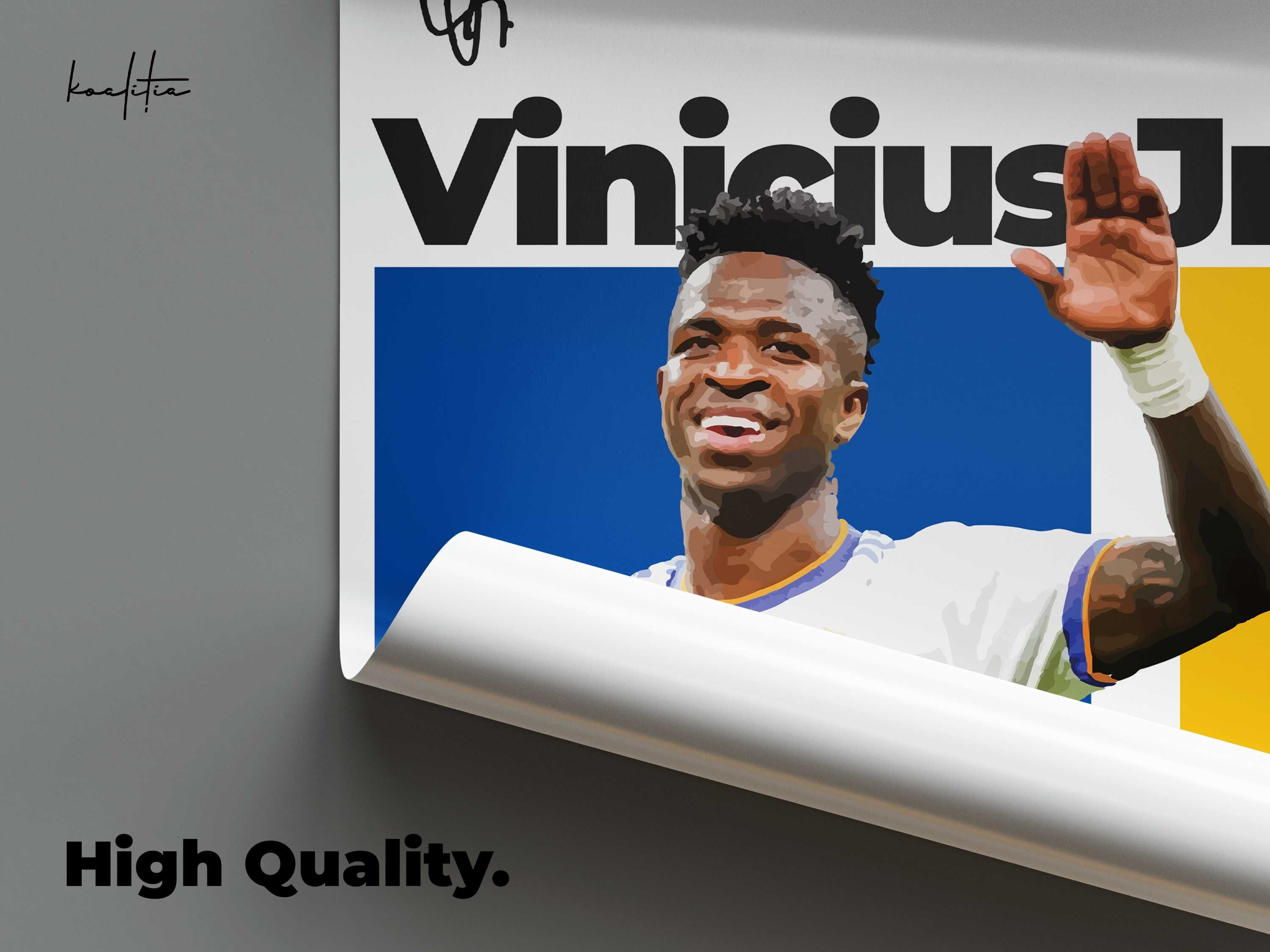 Poster ilustratie Vinicius Jr. Cadou pentru fanii Real Madrid.