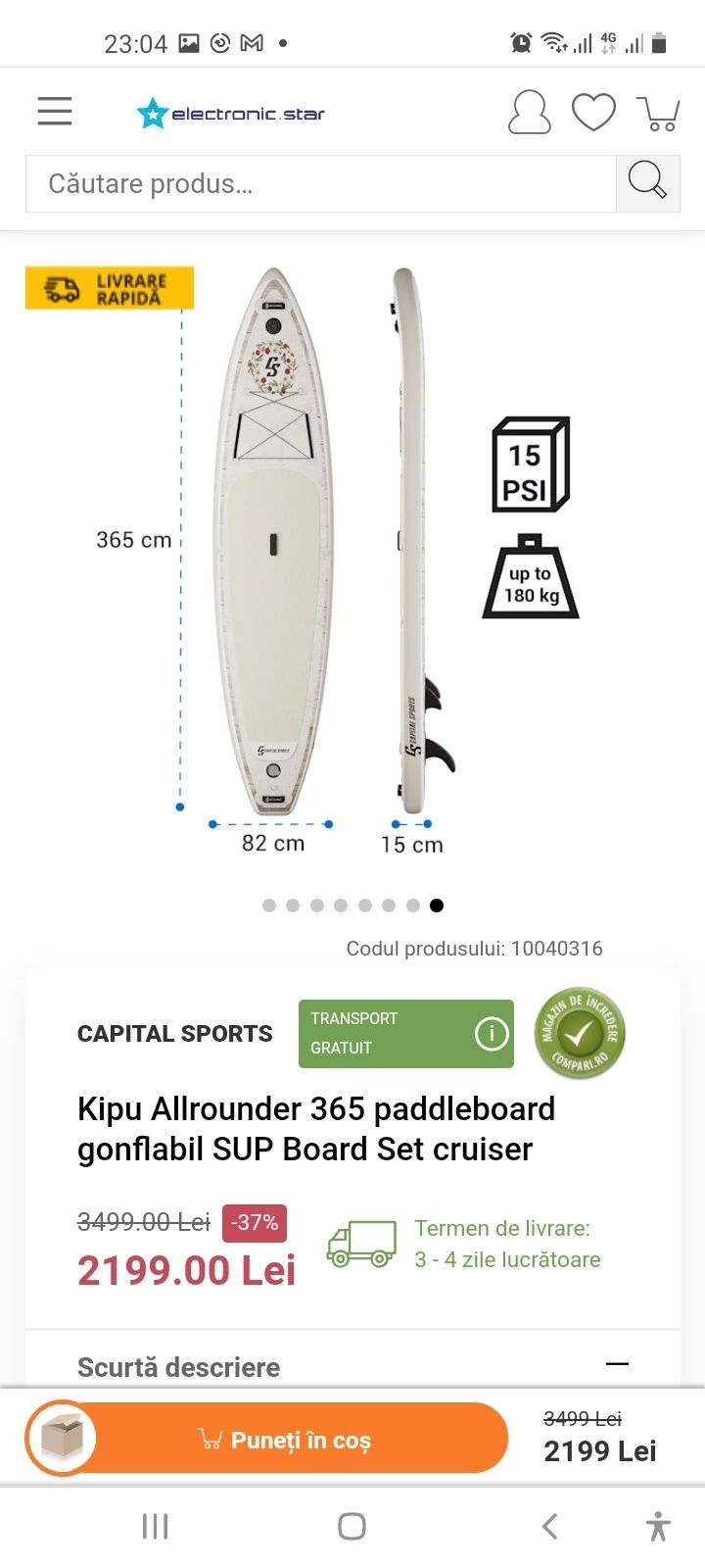 SUP Gonflabil plus kit Rucsac Visle Pompa