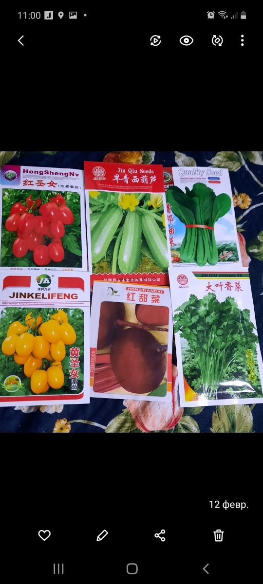 Семена овощей  китай