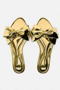 Дамски златни чехли ZARA - размер 38