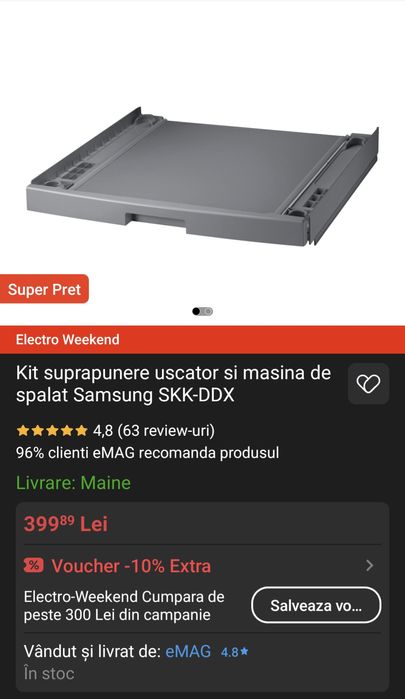 Kit suprapunere uscător și mașina de spălat Samsung  SKK-DDX