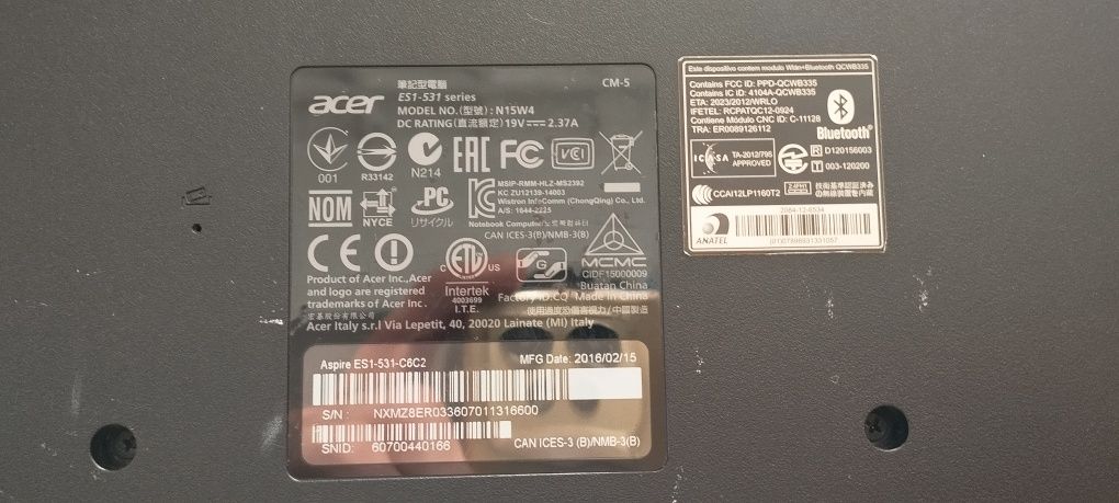 Noutbuk acer Aspire ES531