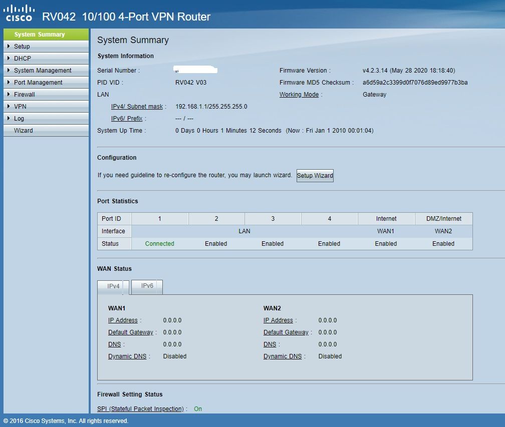 Жичен рутер Cisco Small Business RV042 Dual WAN VPN
