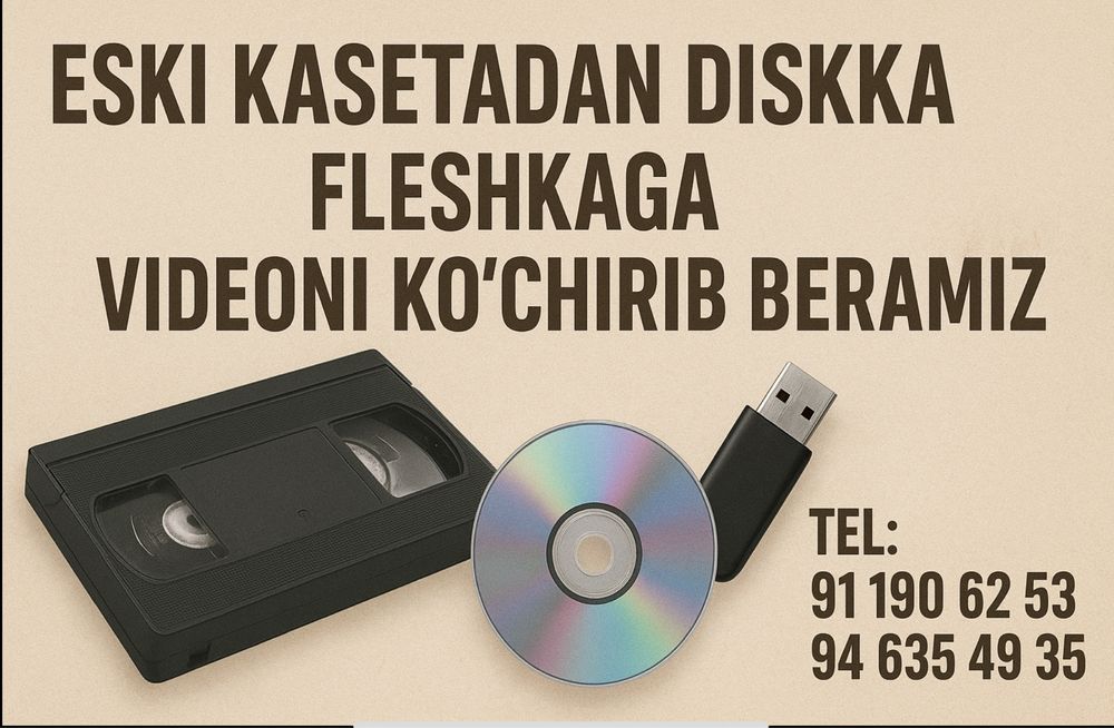 Kasetadan disk yoki fleshkaga videoni ko’chirib beramiz