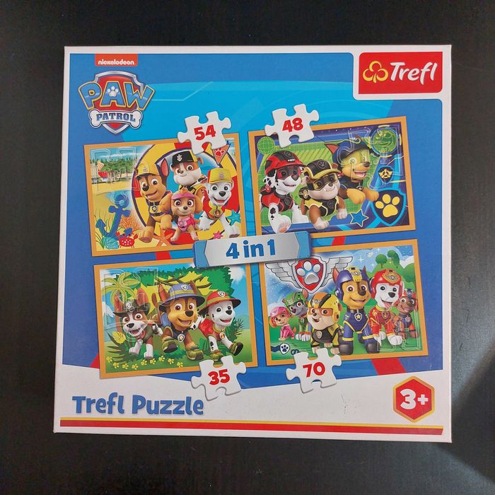 Puzzle 4 in 1 cu Patrula catelusilor