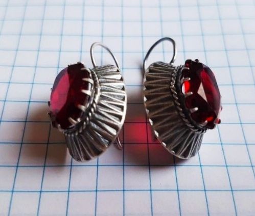 Винтажные серьги, серебро 875,916  пробы