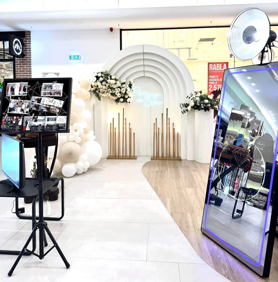 Cabina foto, 360 video booth selfie, fum greu, artificii, aranjamente