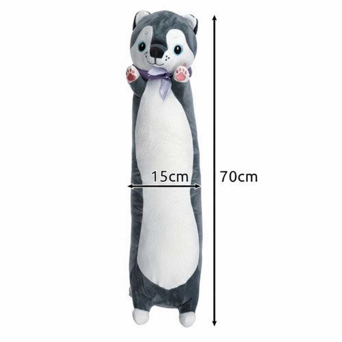 Jucarie de plus si perna plus de imbratisat copii caine husky 70 cm