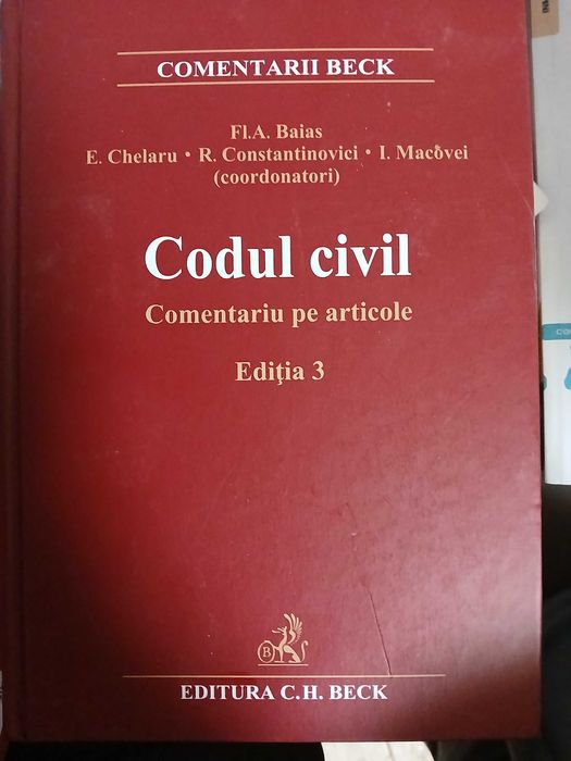 Codul Civil comentariu pe articole,Antoniu Baias, 2021, impecabila