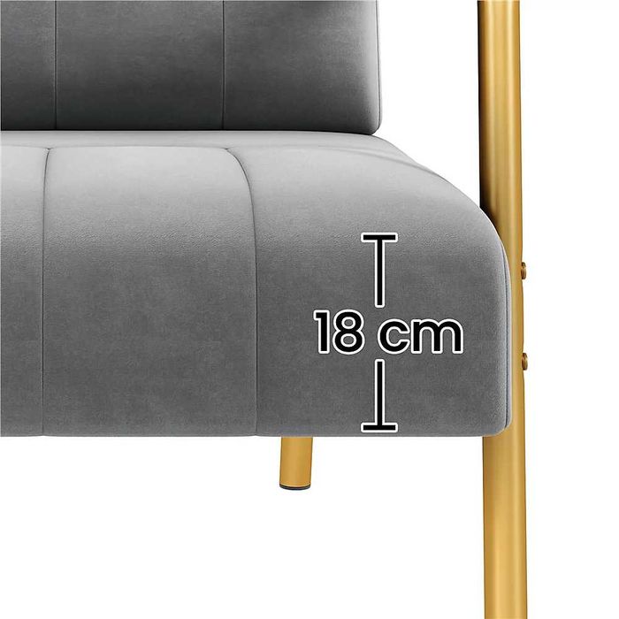 Fotoliu catifea, perna decorativa picioare aurii |S 593031 Light Gray