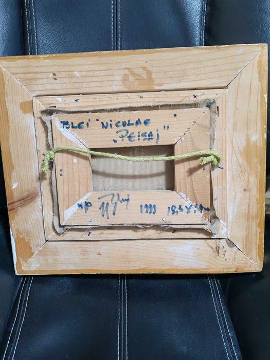 Tablou original Blei Nicolae - peisaj de iarna 18,5 x 19 cm, semnat