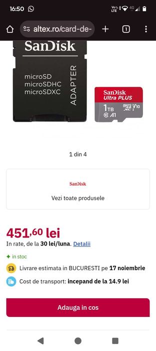 Card micro SD Sandisk 1 TB