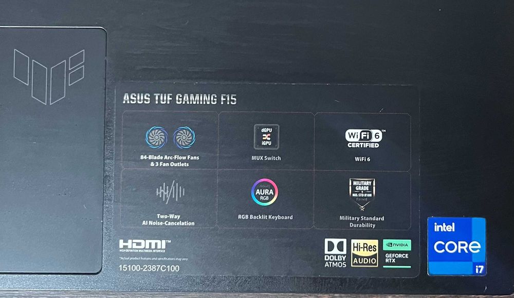 Laptop ASUS TUF F15 i7-12700H RTX 3050