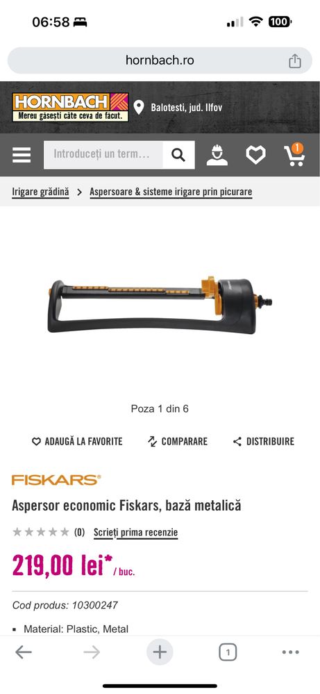 Aspersor economic Fiskars 300-500 mp