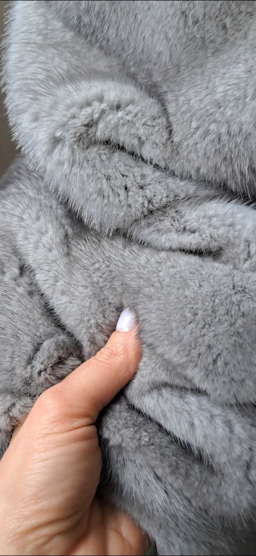 Haina blana vizon , Haină blană nurcă ,  Culoare safir , Gri