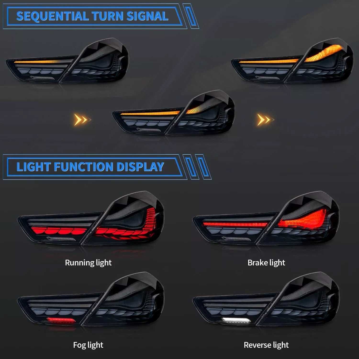 Черни LED задни светлини Динамичен сигнал за BMW 6 Series 2010-2017
