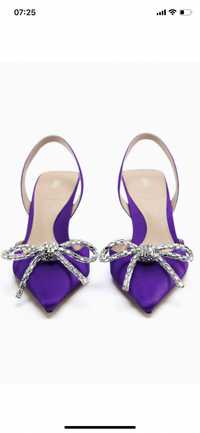 Pantofi eleganți bijuterie,Zara cu fundița din cristale