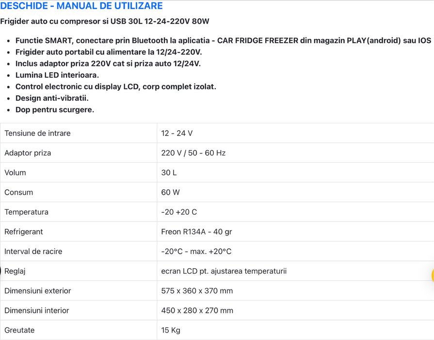 Vand frigider auto cu compresor 30 litri aproape nou.Auto Speed