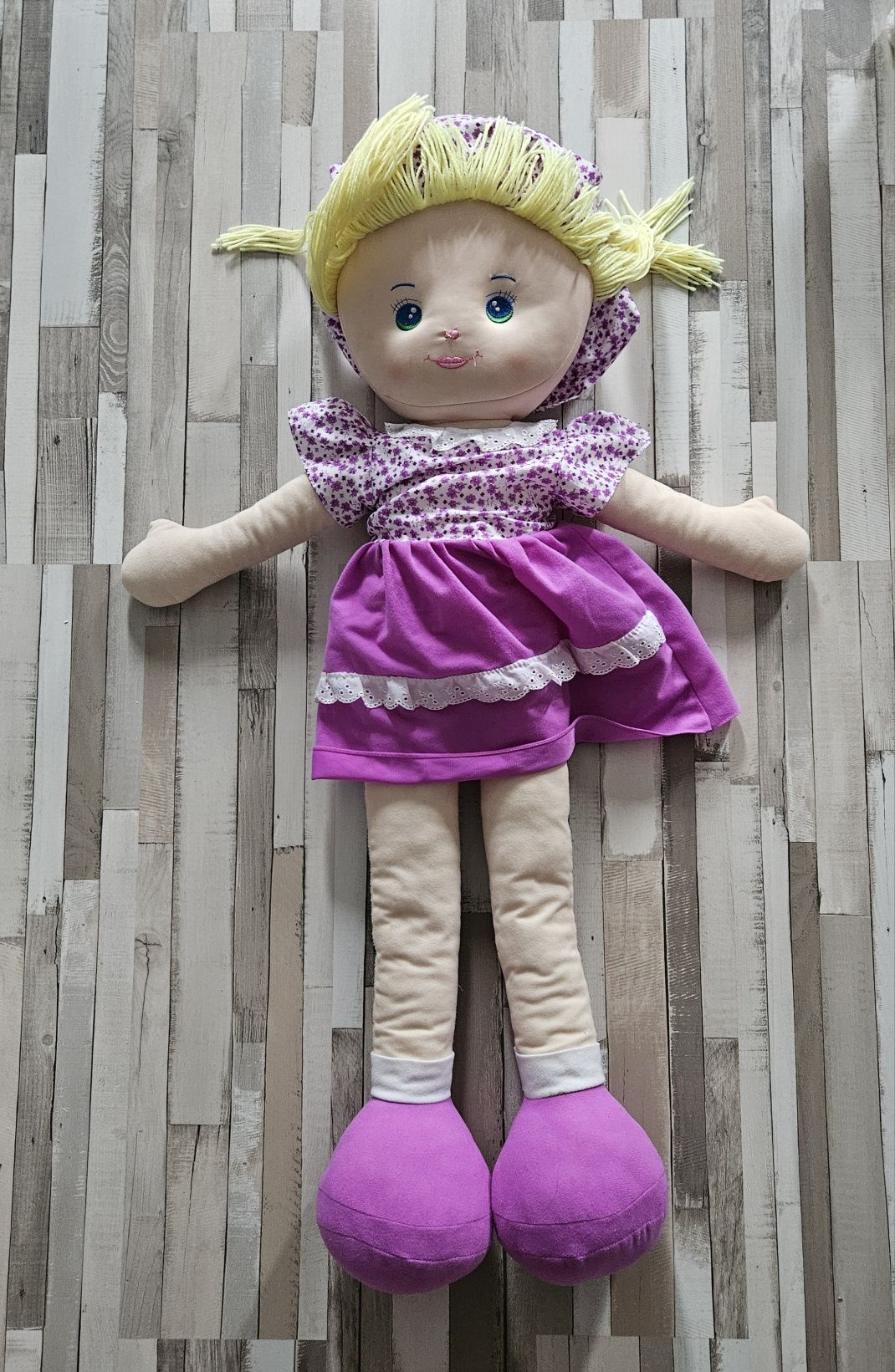 Papusa mare fetita din material textil, violet, 85 cm, Topi Toy