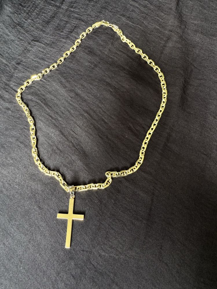 Масивен златен синджир с кръст, 60+гр. 14k/585, 56 см.
