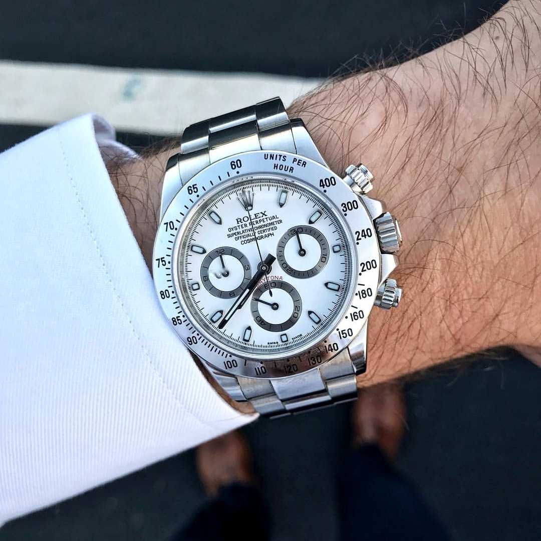 Rolex Daytona сребристо-бял циферблат