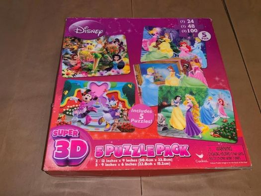 Super 3D puzzle pack - 5 puzzle printese Disney
