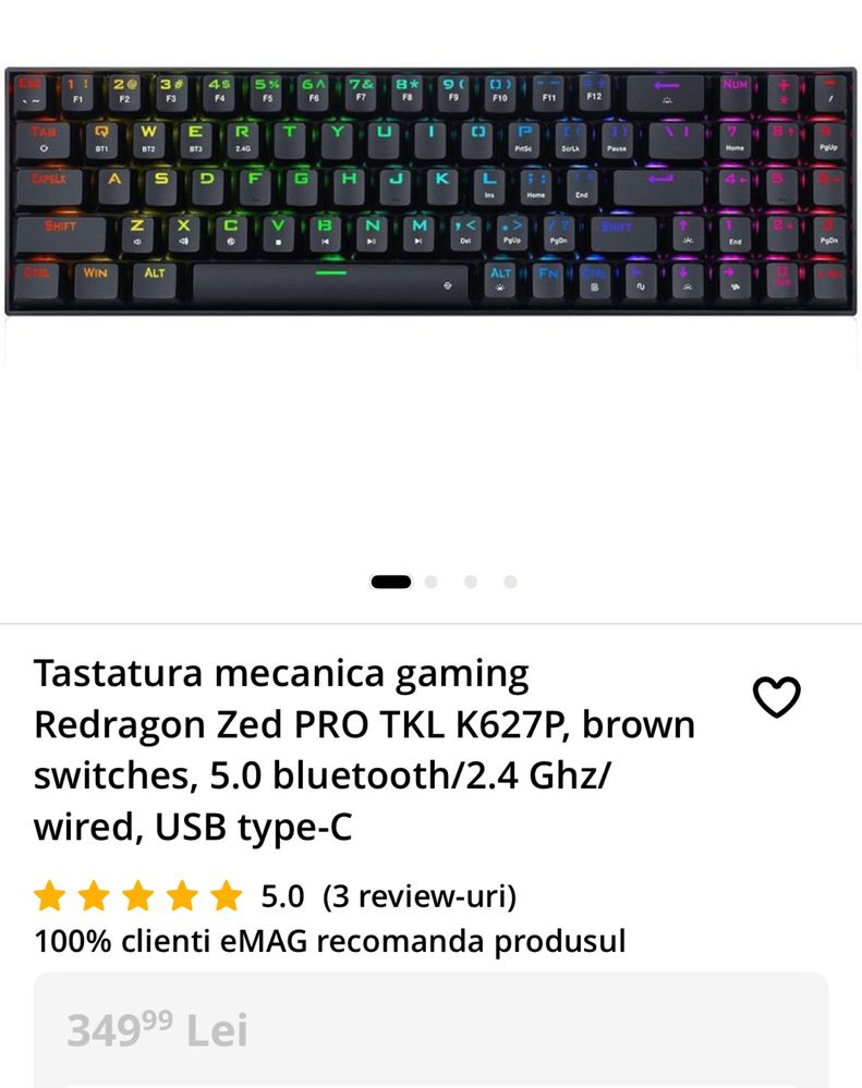 Amanet Royal CB: Tastatura Gaming Mecanica Redragon Zed Pro **sigilat*