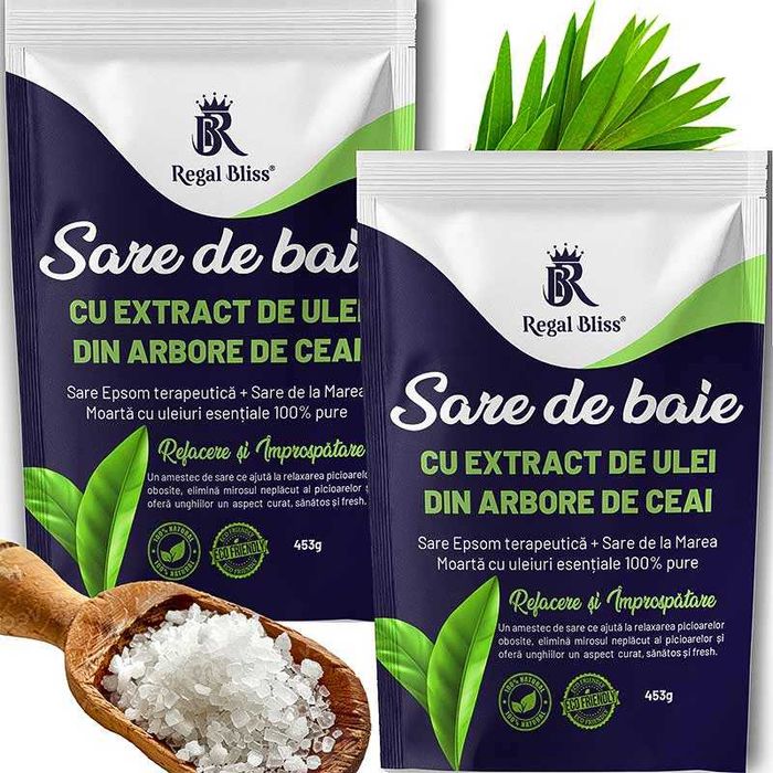Сол с масло от чаено дърво и английска сол за уморени болезнени крака