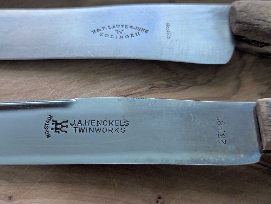 Cutite vechi de bucatarie Zwilling, Solingen, masat F. Dick