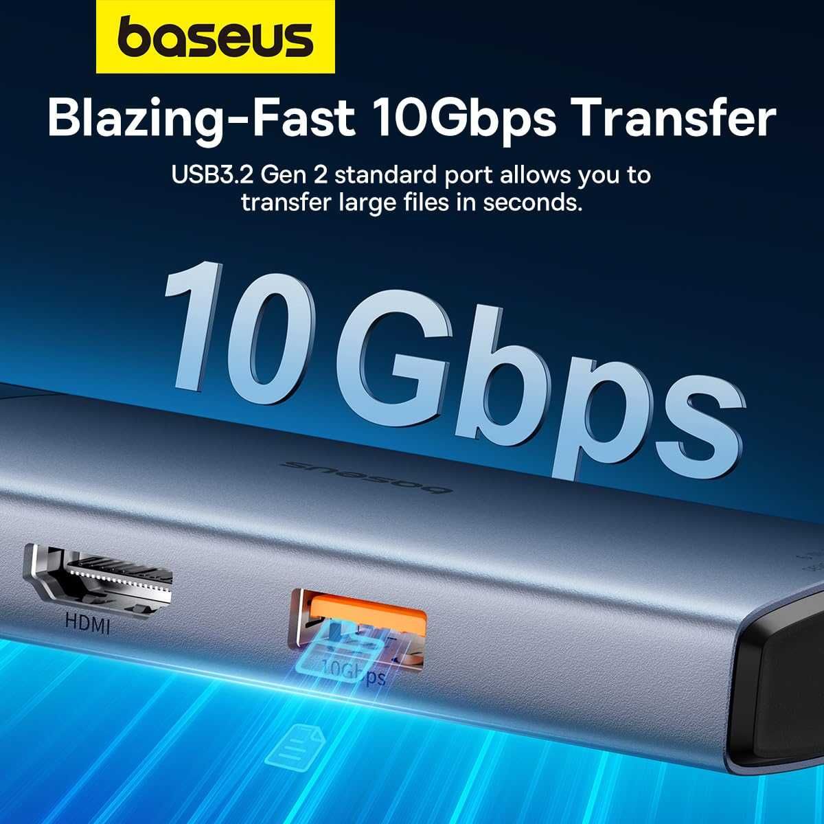 Нов хъб Baseus Metal Gleam Series 6-в-1 USB Type C HUB 1x HDMI 4k ...