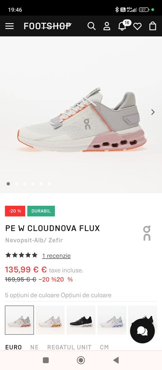Vând adidasi de dama Cloudnova Flux Sneakers,39
