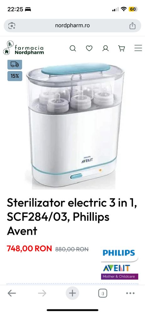 Sterilizator Philips Advent + set complet hranire bebe