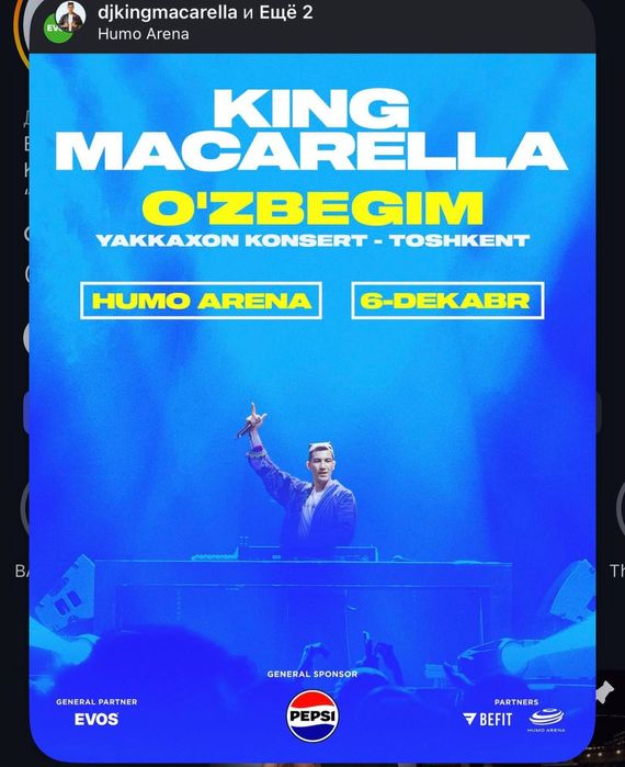 King matsarella kansertiga bilet