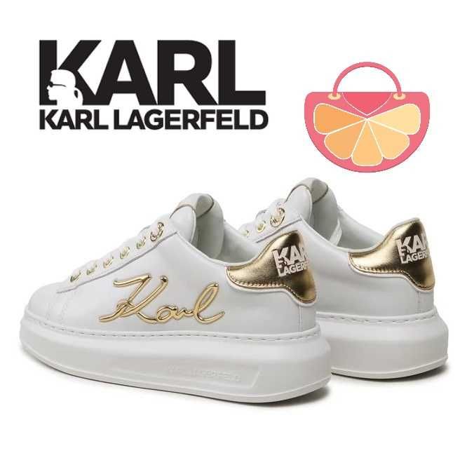 KARL LAGERFELD № 37 & 38 – Дамски кожени кецове "WHITE & GOLD" нови