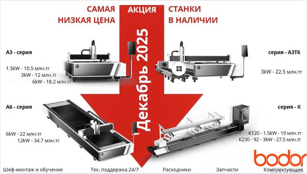 Лазерный станок для резки мет.листов А6-6000W Bodor в наличии