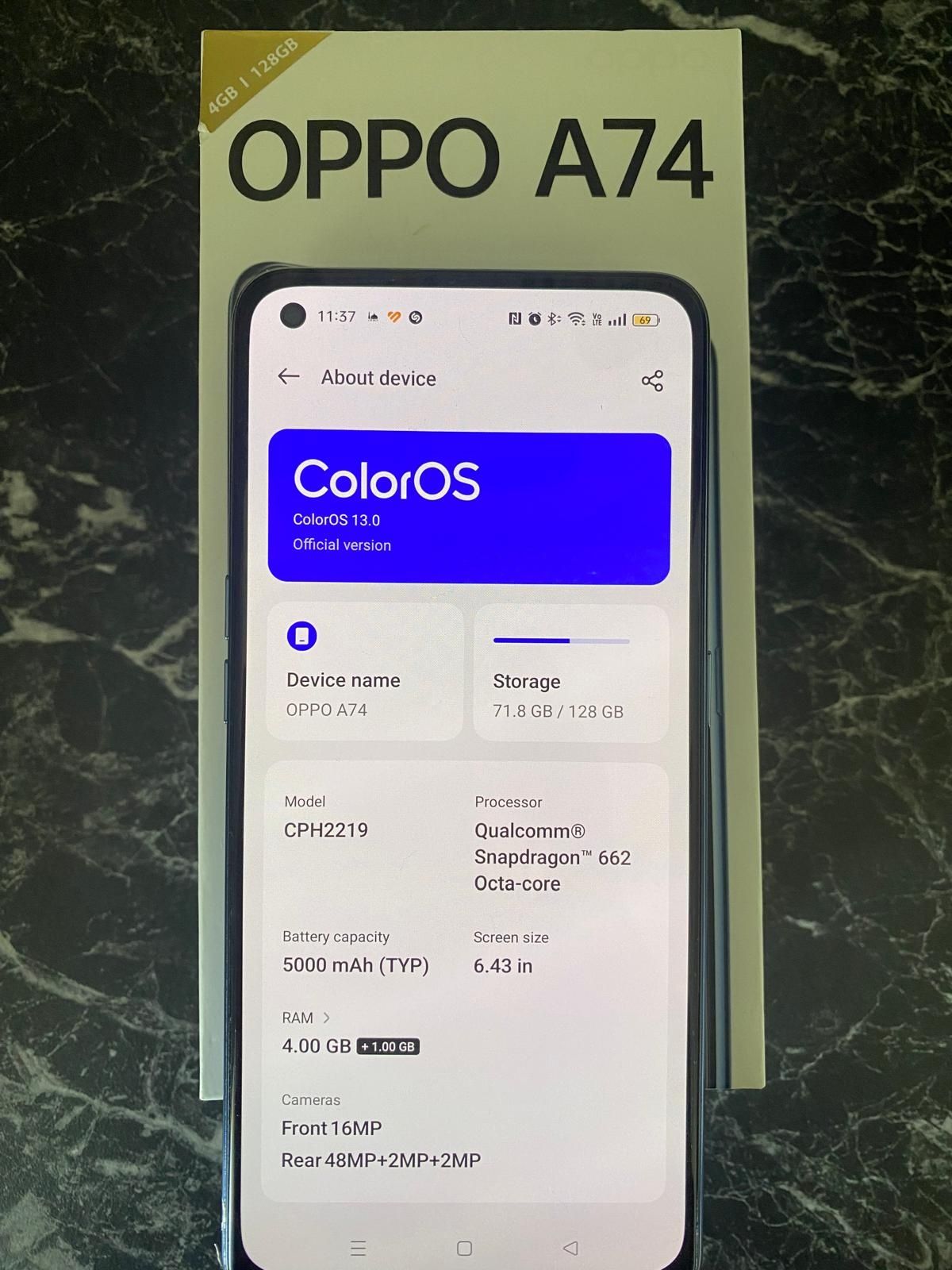 OPPO A74 , 4GB RAM , 128 GB