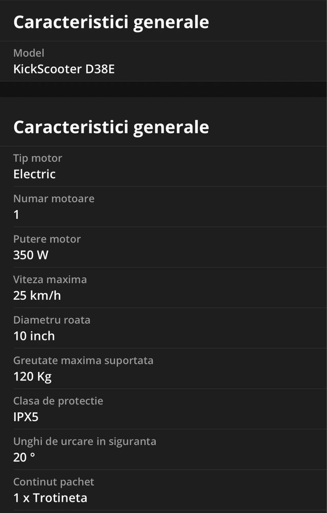 Trotineta Ninebot D38E in garantie