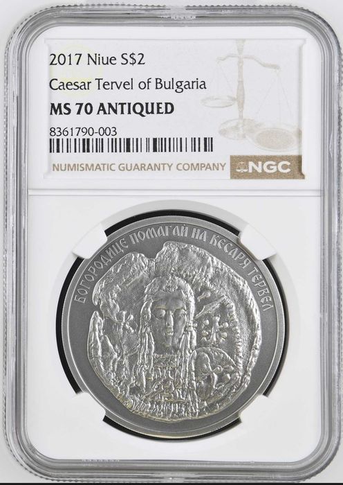 Печатът на Хан Тервел - 2 долара Ниуе 2017 - NGC MS 70
