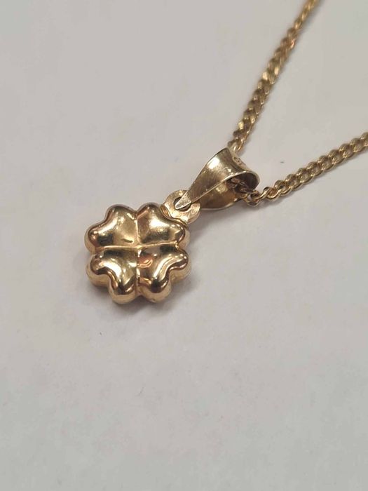 Lant si pandantiv trifoi din aur galben 14k, LAU11