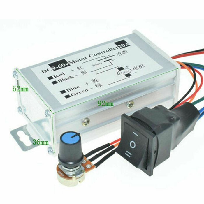 Regulator de turatie motor cc PWM 20A 9-60V -Schimbare sens. Nou!