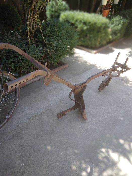 Plug vechi obiecte de colectie gradina de tras cu boii