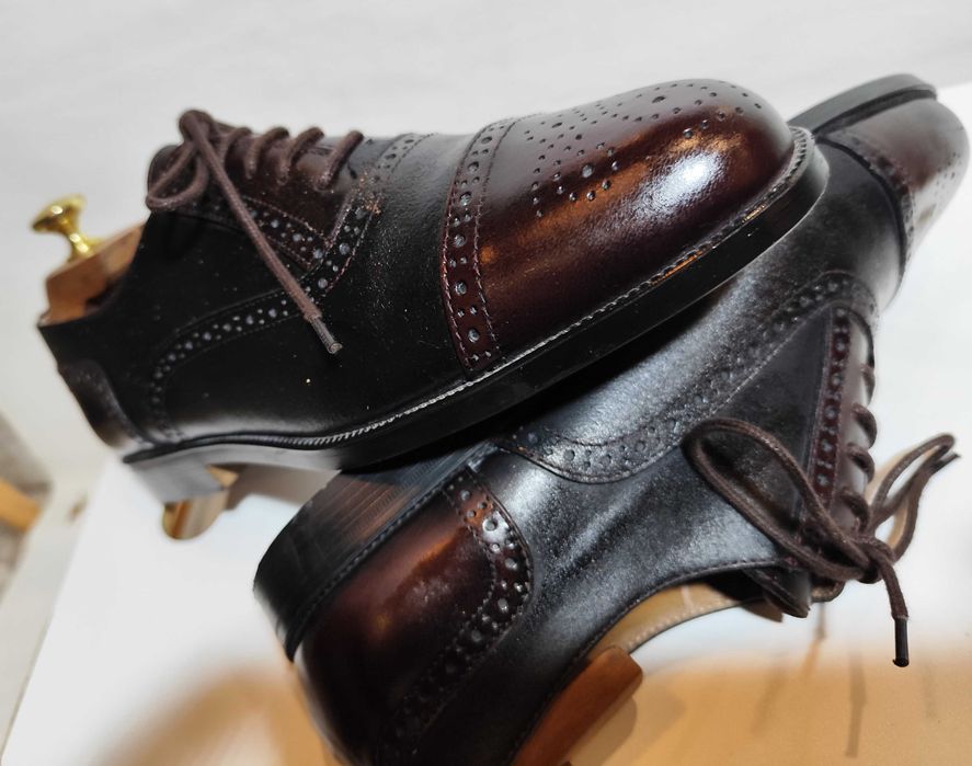Pantofi oxford 41 41.5 lucrati manual Lavoratione Artigianale piele